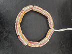 African Glass Beads – Painted Krobo Long Tubes, Gray & Coral Krobo Beads