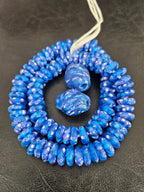 African Glass Bead Bundle – Blue Krobo Rondelles + Bicone Focal Beads