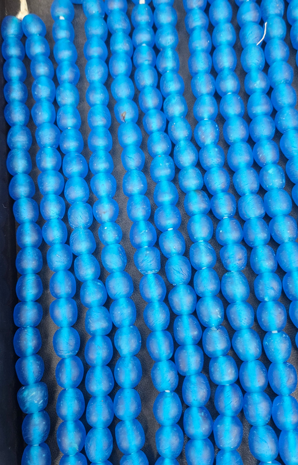 Handmade Blue Krobo Pocket Glass Beads from Ghana for Jewelry Making