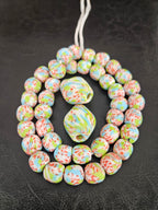 African Glass Bead Bundle – Multicolor Krobo Rounds + Focal Beads