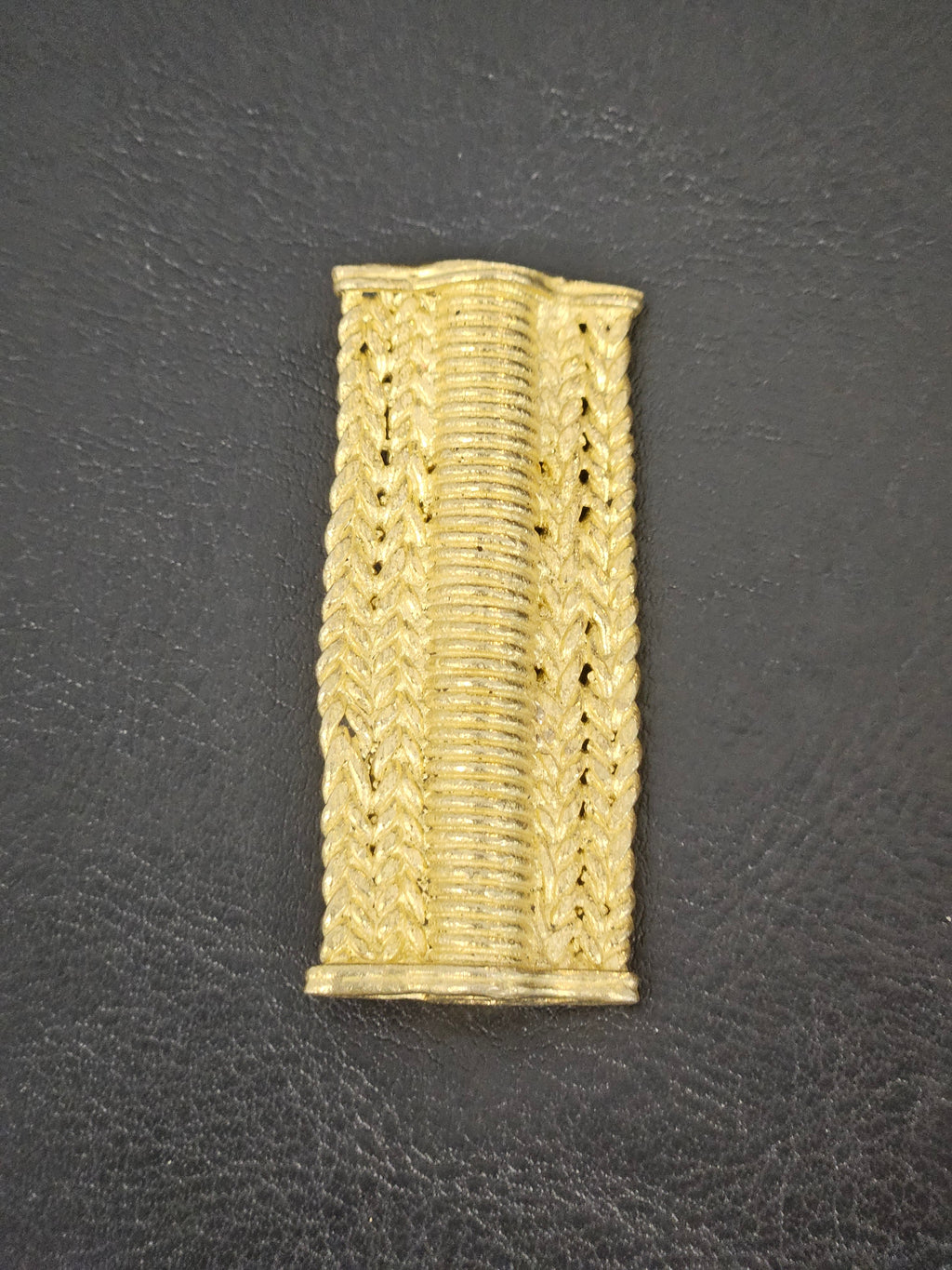 Handcrafted Ashanti Brass Woven Barrel Component Bead | Large Hole African Brass Focal Bead | Ghana Artisan Jewelry Component 24x54mm