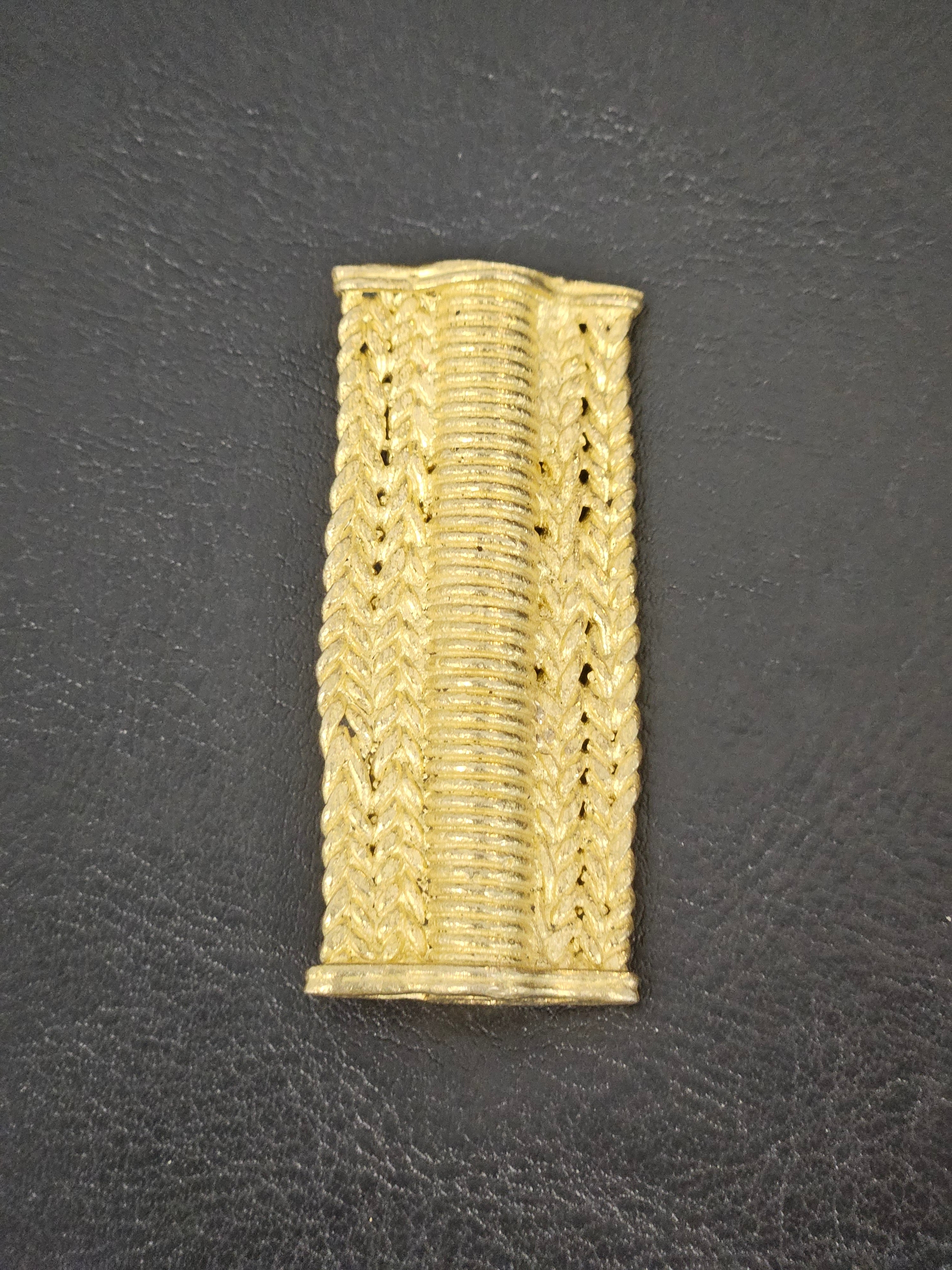 Handcrafted Ashanti Brass Woven Barrel Component Bead | Large Hole African Brass Focal Bead | Ghana Artisan Jewelry Component 24x54mm