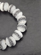 Black & White Krobo Sugar Glass Rondelle Beads | Handcrafted Recycled Glass Beads from Ghana | Approx. 30 Beads Per Strand