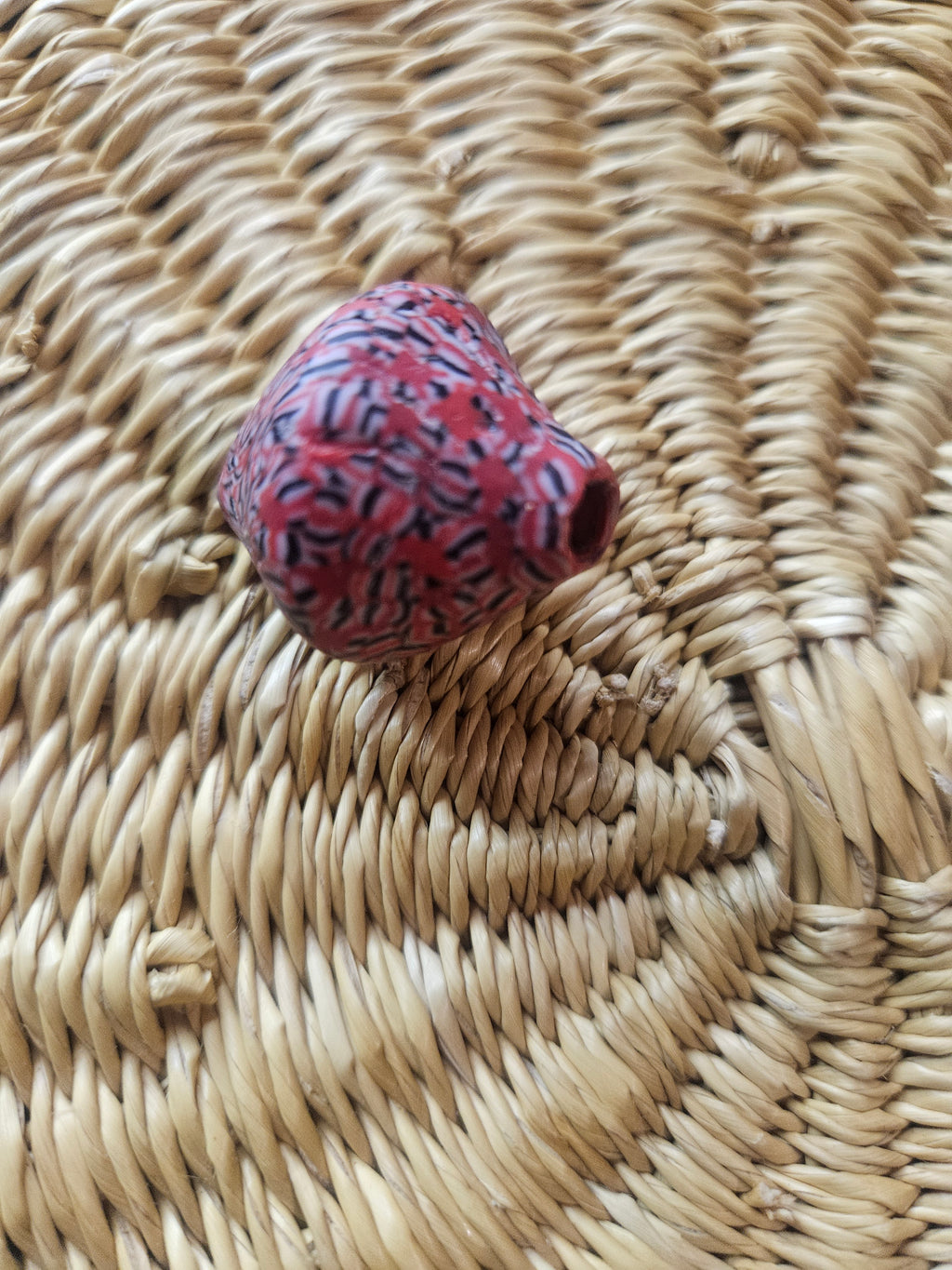 24mm Fused Krobo Glass Focal Bead – Handcrafted Ghana Trade Bead