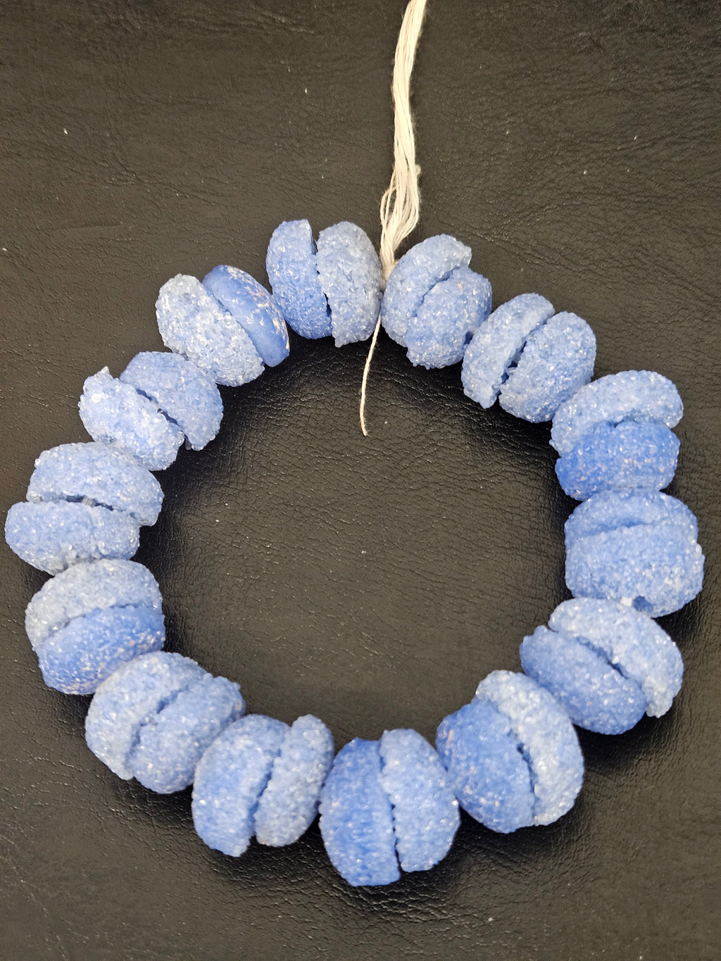 Cornflower Blue Krobo Sugar Glass Rondelle Beads | Handcrafted Recycled Glass Beads from Ghana | Approx. 30 Beads Per Strand