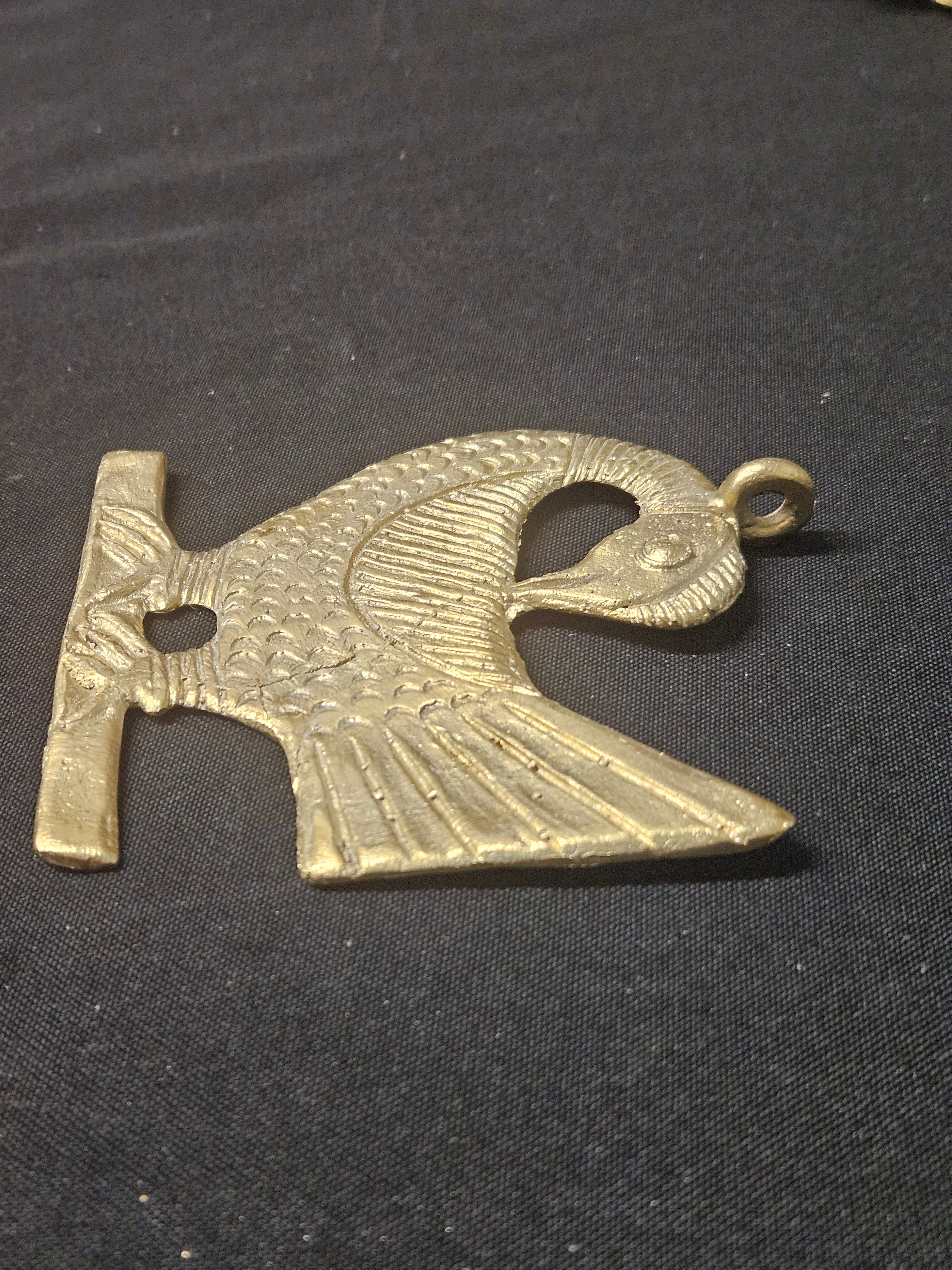 Oversized Sankofa Bird Ashanti Brass Pendant – Handcrafted Adinkra Symbol from Ghana (4" x 4.5")