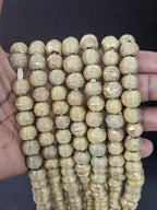 Handcrafted Ashanti Brass Ribbed Round Beads | Large Hole Ghana Brass Beads | African Brass Jewelry Making Supplies