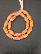 XL Orange Fused Krobo Recycled Glass Beads | Handmade African Statement Beads from Ghana