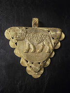 African Brass Tiger Pendant with Adinkrahene Symbol – Ghana