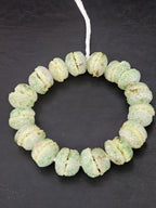 Green & Ivory Krobo Sugar Glass Rondelle Beads | Handcrafted Recycled Glass Beads from Ghana | Approx. 30 Beads Per Strand