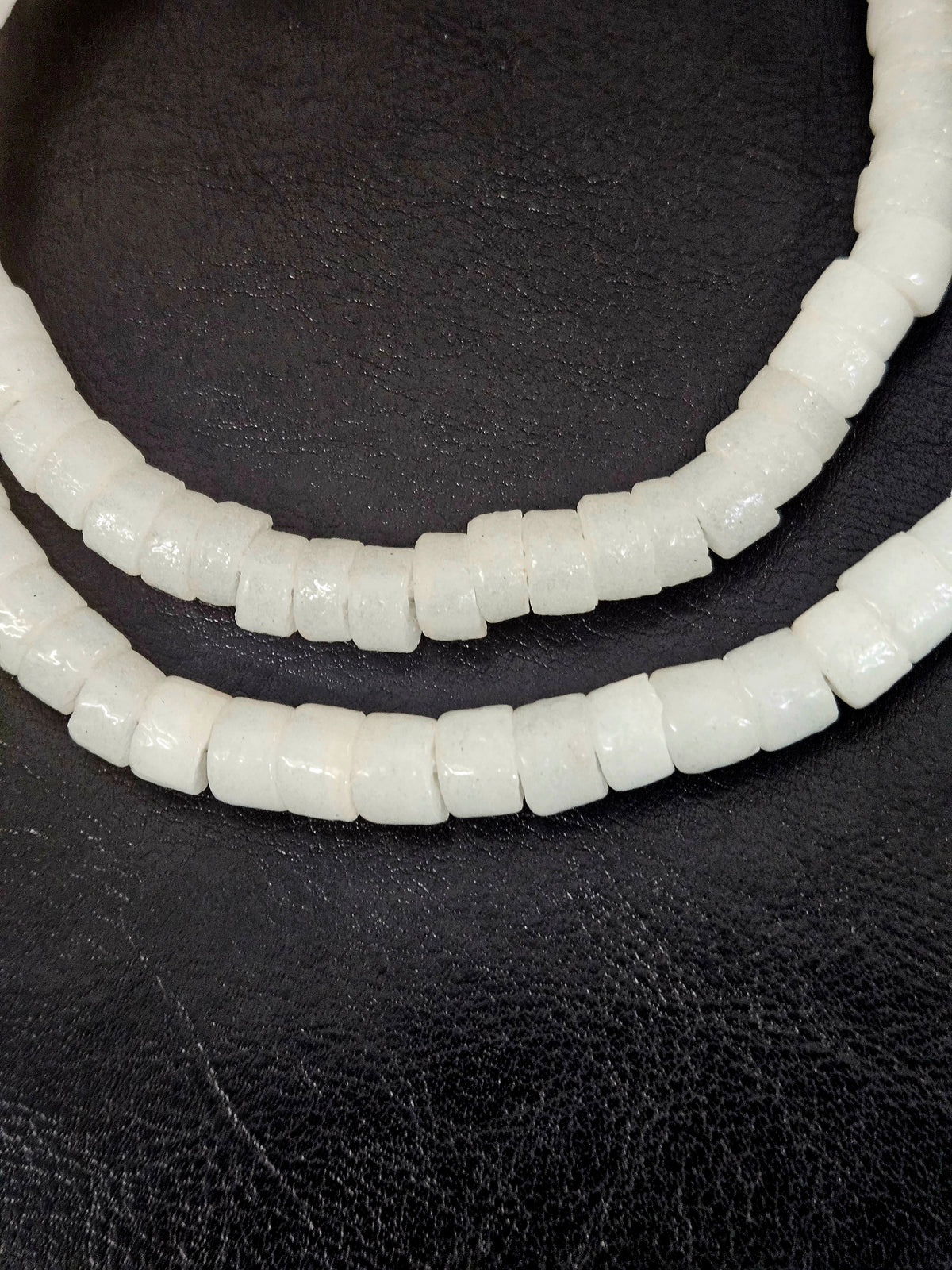 Frosty White Small Cube Tube Krobo Powdered Glass Beads | Ghana Recycled Glass | 77–78 Beads