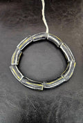 African Glass Beads – Painted Krobo Long Tubes, Black & Gold Beads