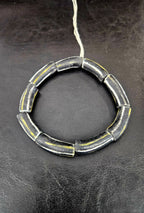 African Glass Beads – Painted Krobo Long Tubes, Black & Gold Beads
