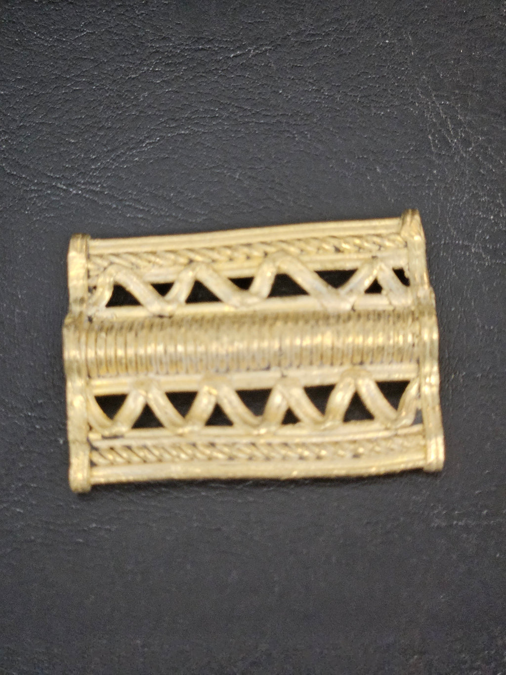 Handcrafted Ashanti Brass Component Bead | Large Hole African Brass Focal Bead | Ghana Lost Wax Brass Jewelry Component 32x45mm