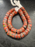 African Trade Beads – Red Multicolor Floral Pattern Strand