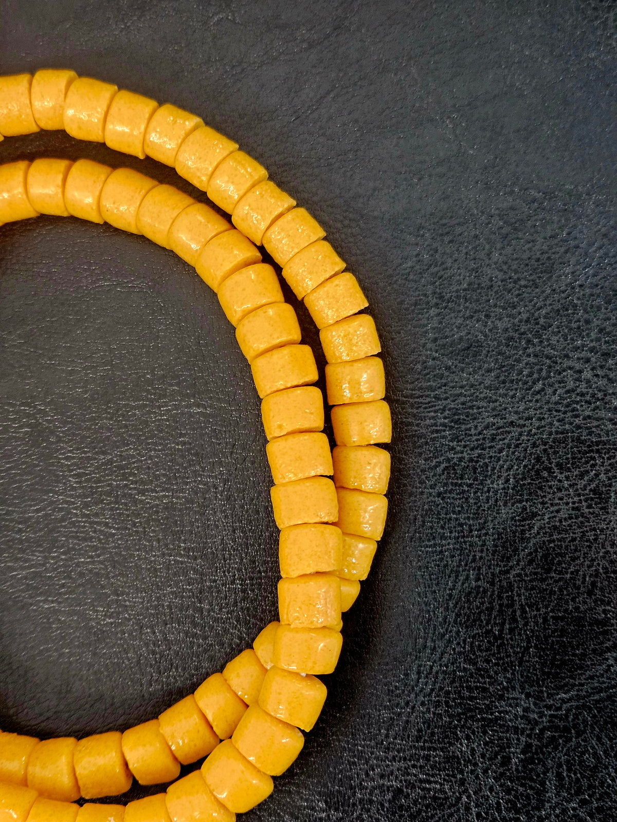 Golden Ochre Small Cube Tube Krobo Powdered Glass Beads | Ghana Recycled Glass | 77–78 Beads