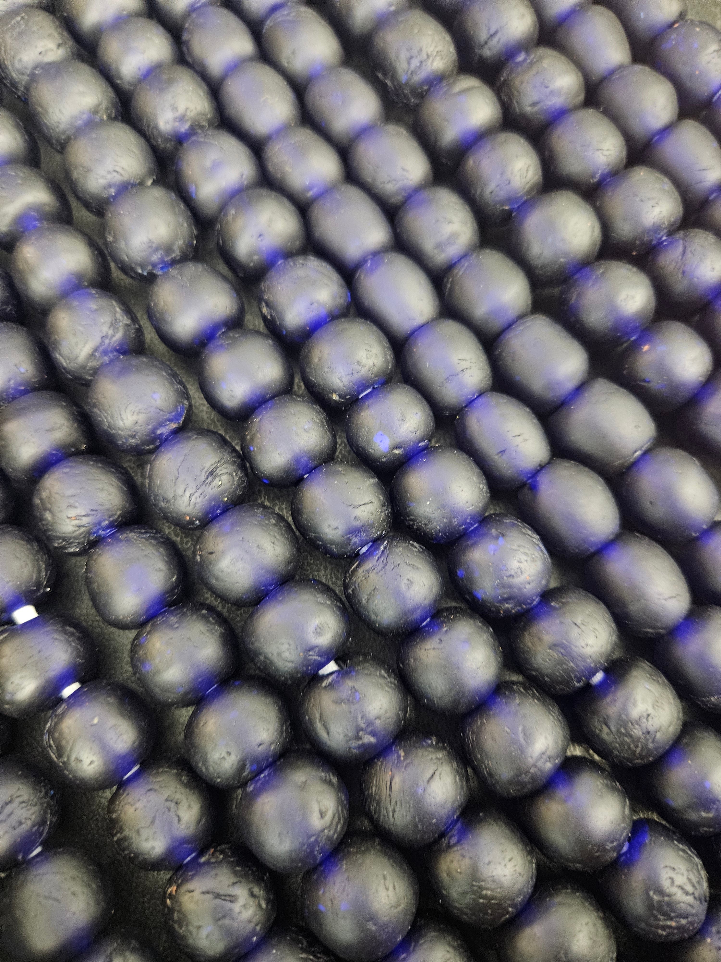 African Glass Beads – Deep Indigo Krobo Pocket Beads from Ghana