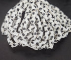 Ivory White Krobo Painted Glass Tube Beads with Ebony Black Medallion Motifs