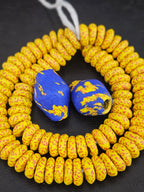 Yellow African Beads Bundle – Krobo Glass Rondelles + Bicone Focals