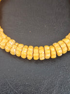 Solid Golden Yellow Krobo Glass Spacer Beads, Handmade African Recycled Glass Beads, Ghana Jewelry Making Supplies