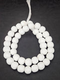 White Krobo Powdered Glass Round Beads | 13–14mm | Ghana | Approx. 40–41 Beads