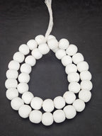 White Krobo Powdered Glass Round Beads | 13–14mm | Ghana | Approx. 40–41 Beads