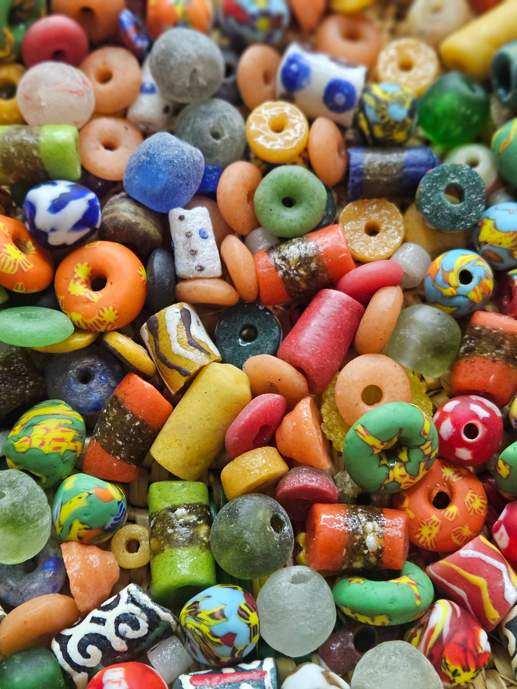 Large Assorted Krobo Recycled Glass Bead Batch