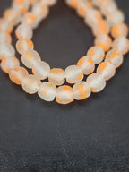 Authentic African Beads from Ghana | Orange Speckled Translucent Krobo Recycled Glass Beads | Handmade 12–14mm