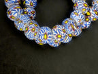 Sky Blue Eye Motif African Trade Beads Sourced in Ghana | Large-Hole Recycled Glass Trade Beads | 15–16mm Designer & Collector Strand