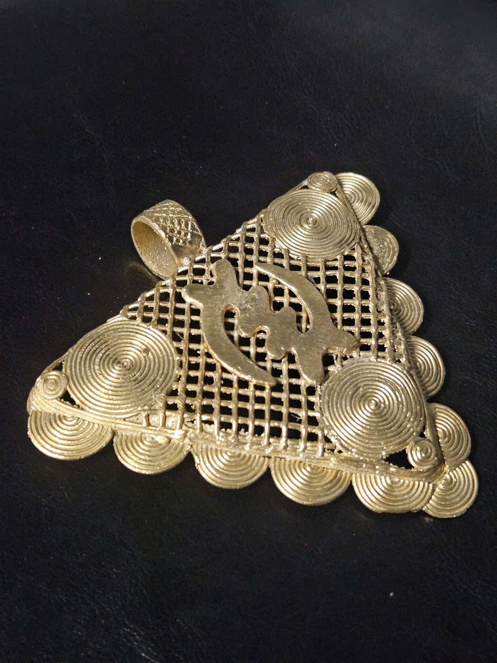 Oversized Gye Nyame Brass Statement Pendant – Ghanaian Adinkra Design