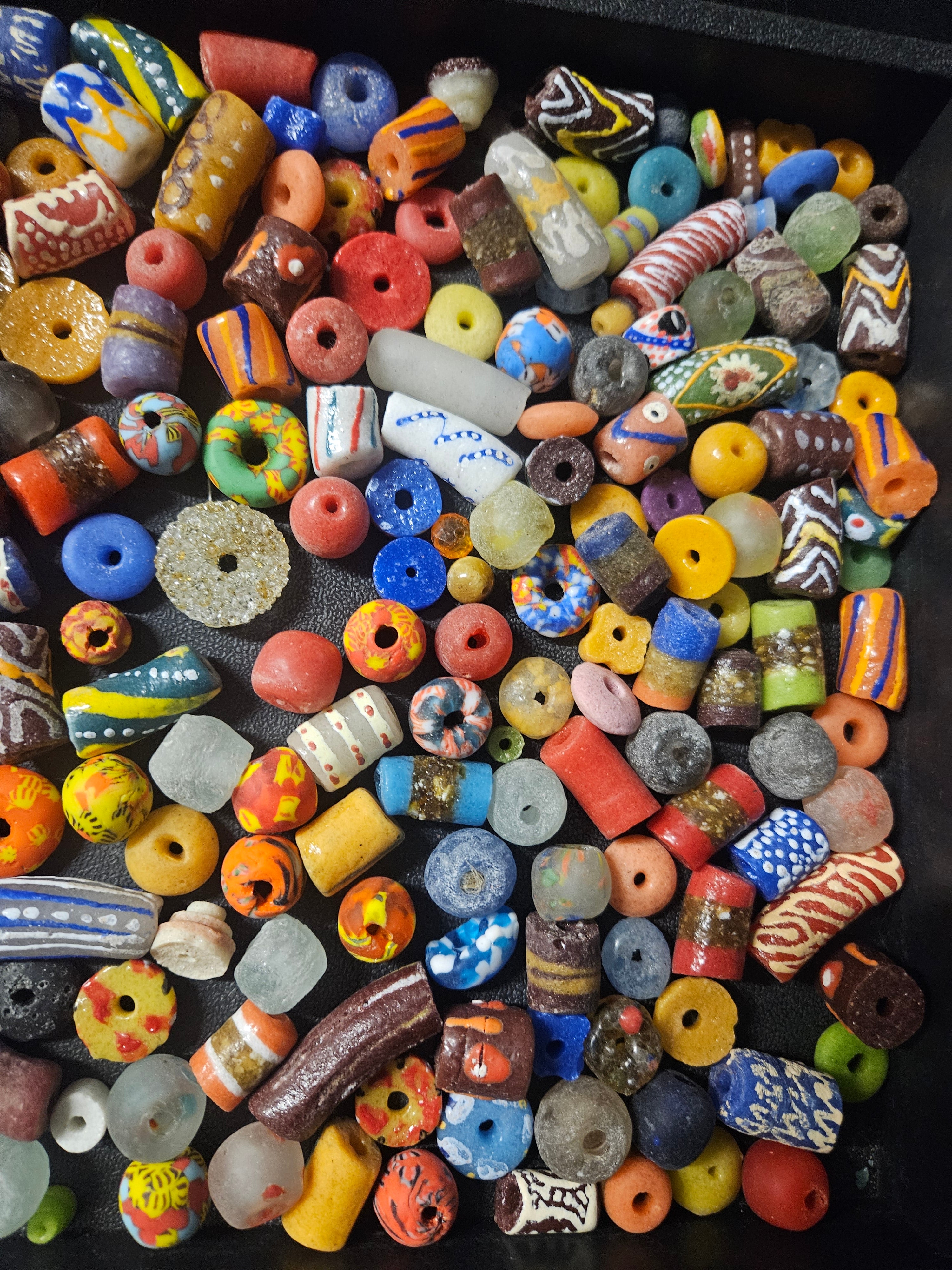 Designer African Bead Mix – Assorted Krobo Glass Beads, 1 Cup