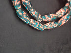 XL Teal & Coral Fused Krobo Recycled Glass Beads | Handmade Ghana Statement Beads