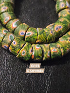 Green Eye Trade Beads – Multicolor Pattern 8–10 × 14–15mm