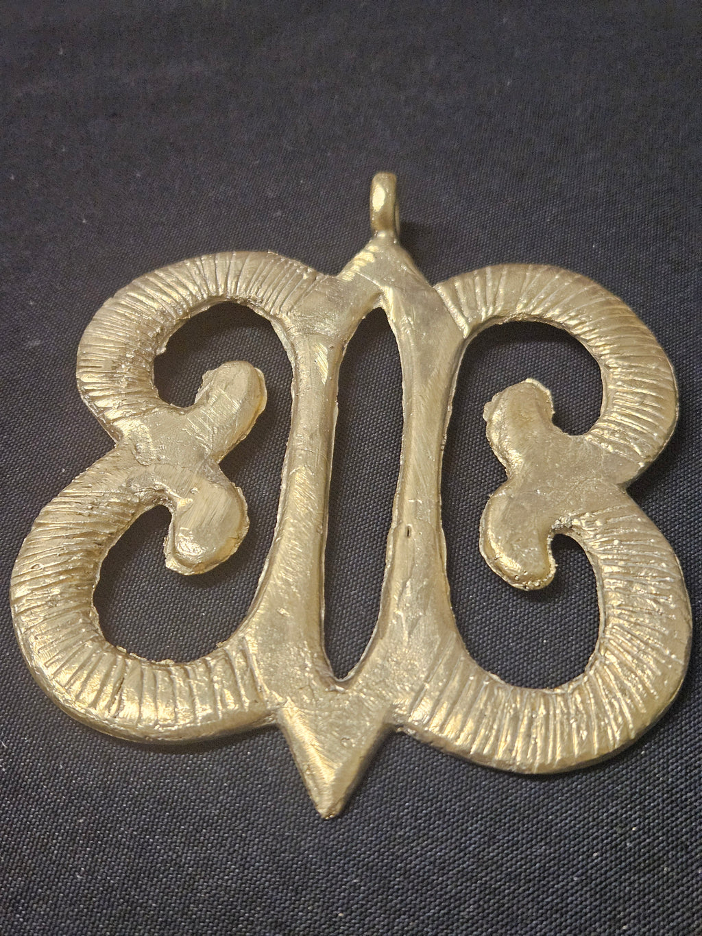 Large Handcrafted Hye Won Hye African Brass Pendant | Authentic Ghana Adinkra Symbol