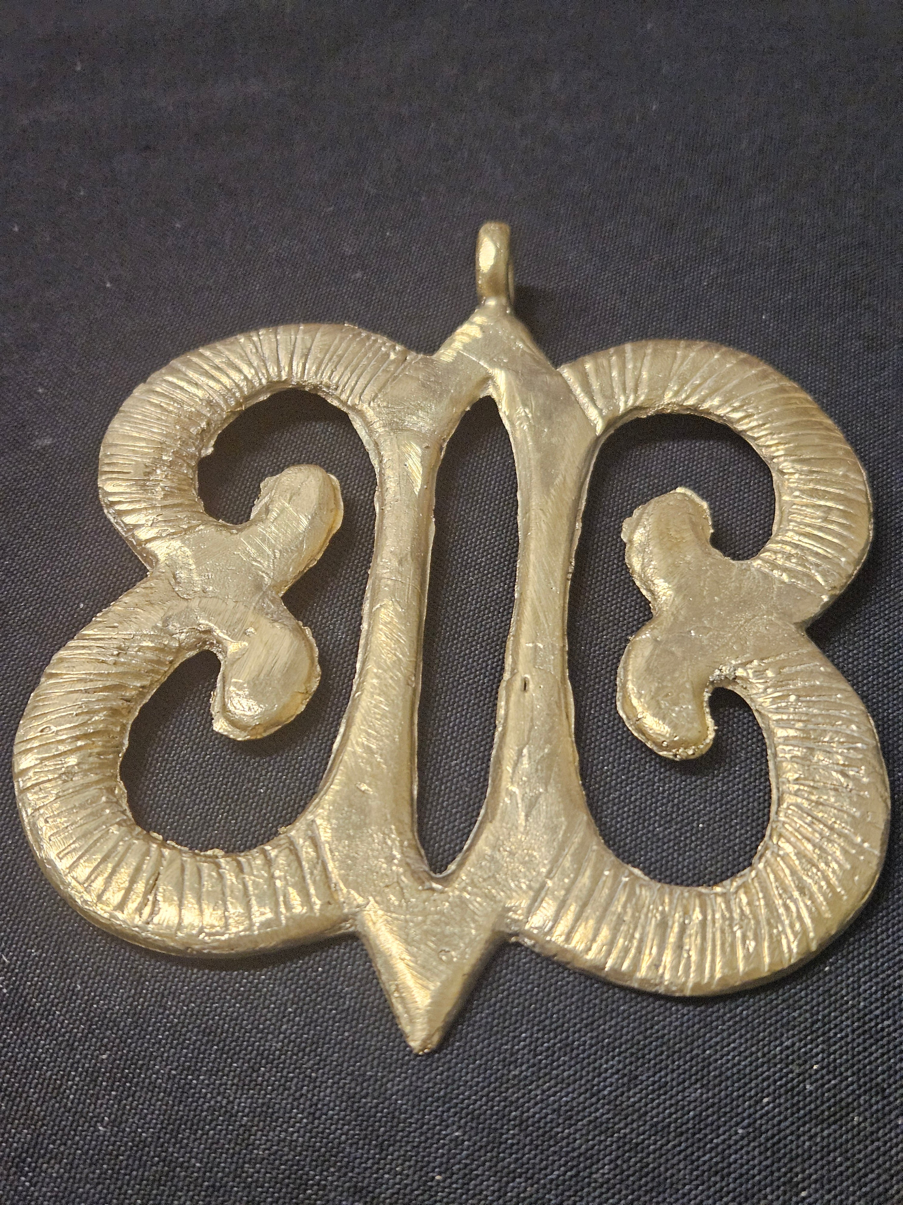 Large Handcrafted Hye Won Hye African Brass Pendant | Authentic Ghana Adinkra Symbol