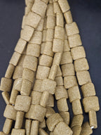 Authentic Large Sand Beige Krobo Powdered Glass Beads | Handmade Recycled Glass Beads | Ghana | 25×25×11–12mm