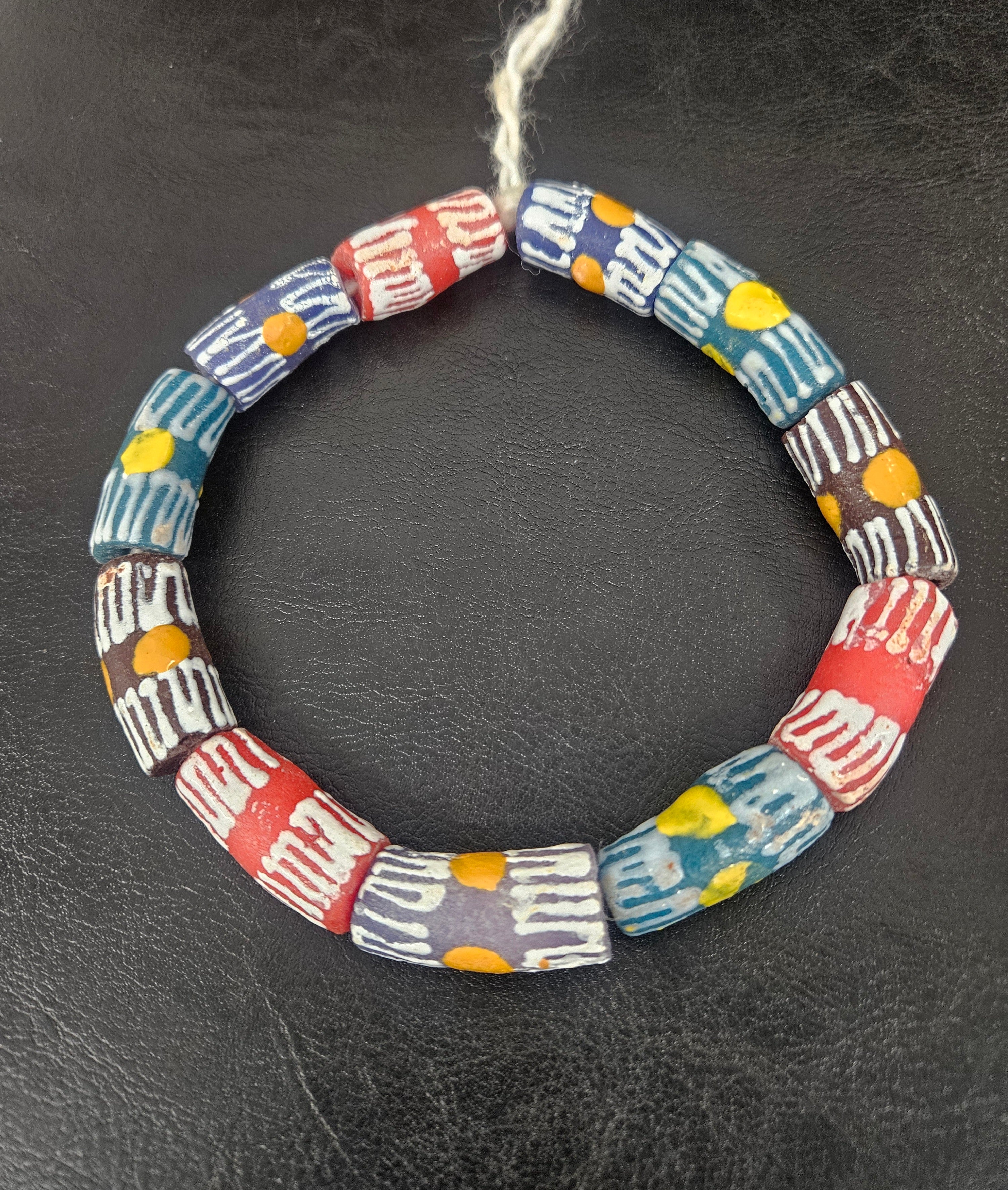 African Glass Beads – Painted Krobo Long Tubes, Multicolor Krobo Beads