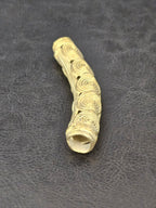 Handcrafted Ashanti Brass Curved Spiral Component Bead | Large Hole African Brass Focal Bead | Ghana Bracelet & Leather Jewelry Component 60mm
