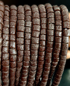 Deep Cocoa Small Cube Tube Krobo Glass Beads | Designer Strand from Ghana