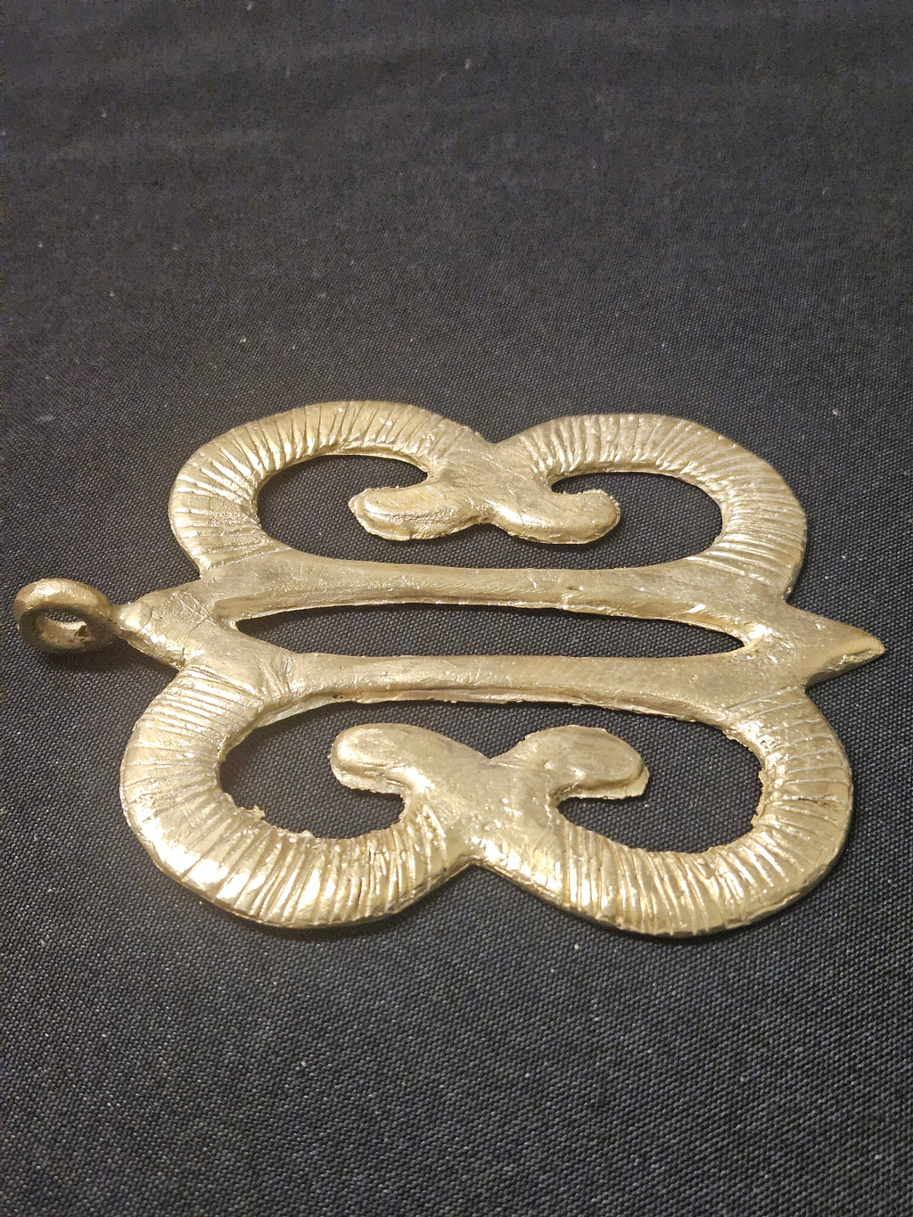 Large Handcrafted Hye Won Hye African Brass Pendant | Authentic Ghana Adinkra Symbol