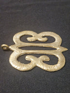 Large Handcrafted Hye Won Hye African Brass Pendant | Authentic Ghana Adinkra Symbol