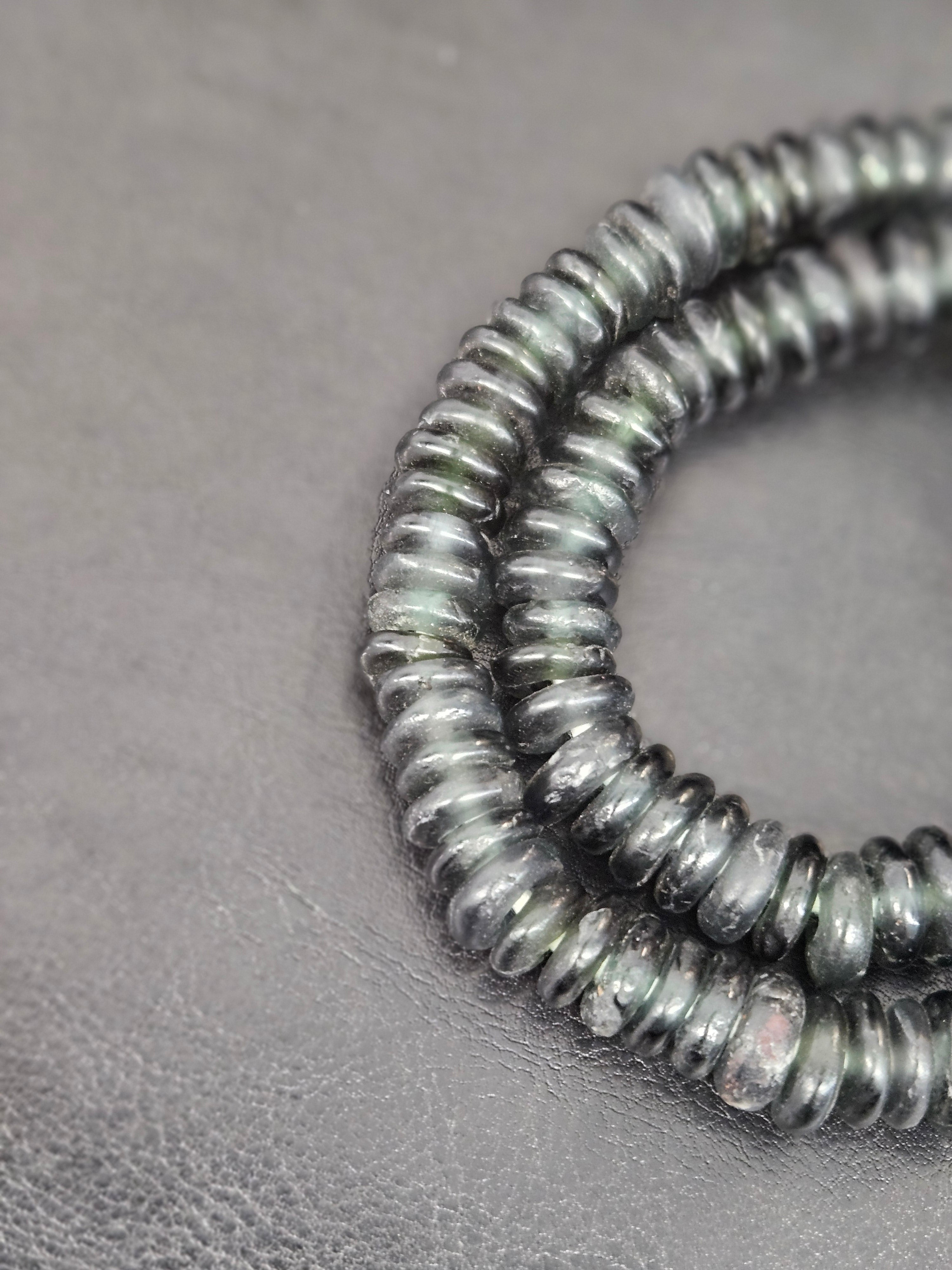 Authentic Black Krobo Translucent Recycled Glass Rondelle Beads | Handmade Ghana African Beads for Jewelry Making & Wholesale