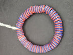 Cobalt Blue & Coral Red Krobo Glass Spacer Beads | Handmade Recycled Glass Beads from Ghana