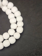 White Krobo Powdered Glass Round Beads | 13–14mm | Ghana | Approx. 40–41 Beads
