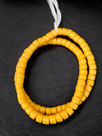 Golden Ochre Small Cube Tube Krobo Powdered Glass Beads | Ghana Recycled Glass | 77–78 Beads