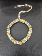 African Glass Beads – Painted Krobo Long Tubes, Green & Gold