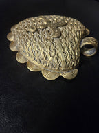 Large Akofena Ghana Brass Statement Pendant – Woven Geometric Focal