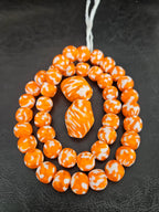 African Glass Bead Bundle – Orange & White Krobo Rounds + Focal Beads