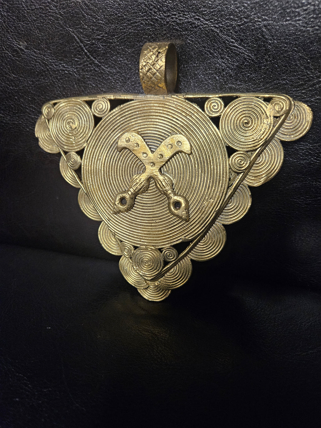 Akofena Adinkra Symbol African Brass Pendant – Handmade in Ghana