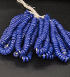 Authentic Royal Cobalt Blue Krobo Powdered Glass Disc Beads Handmade in Ghana